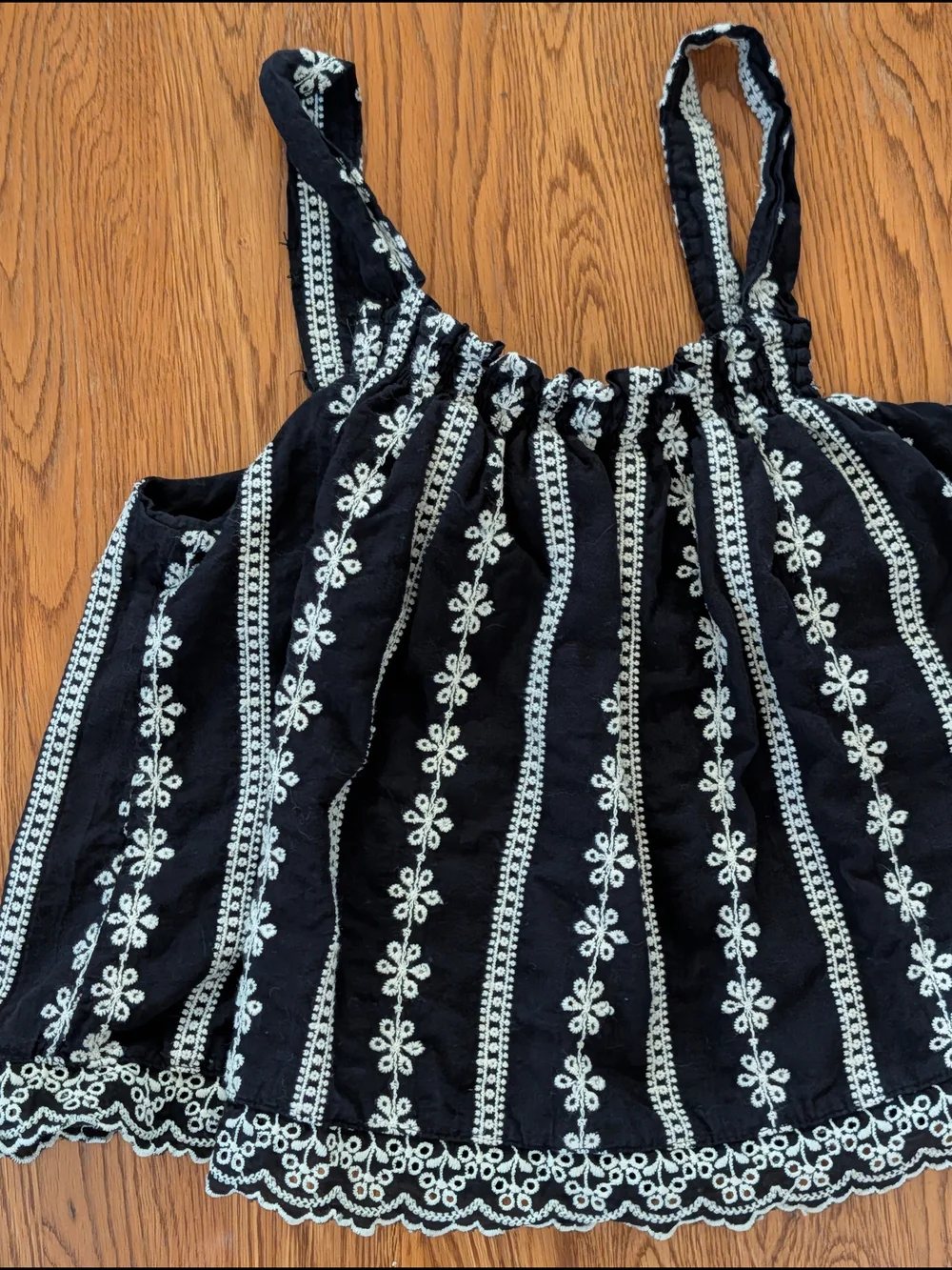 Koton Kids Girls Black and White Floral Embroidered Tank Top